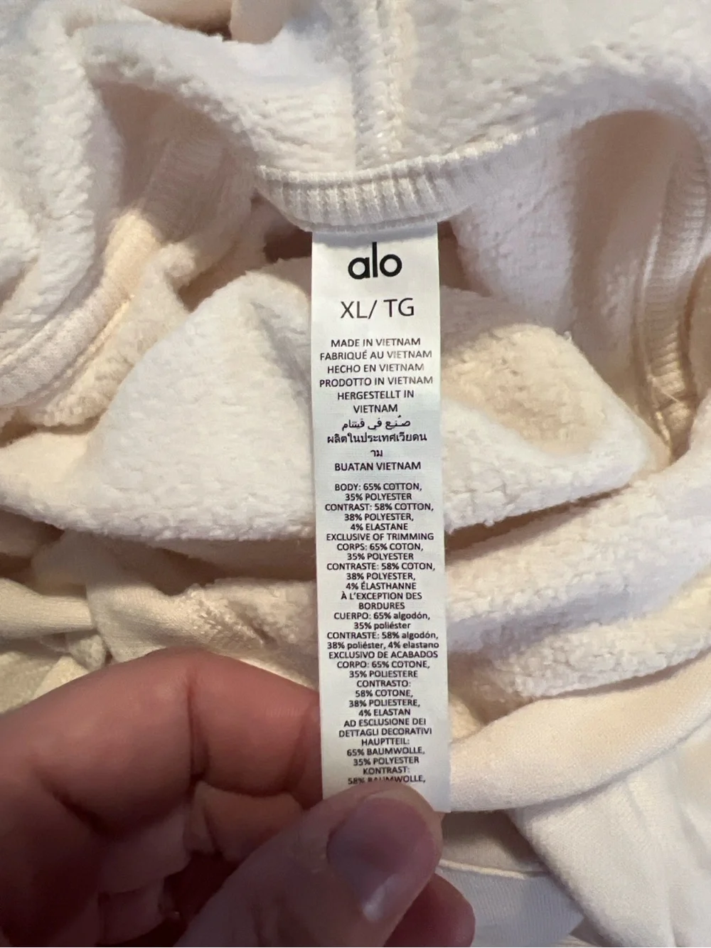 #006 Alo Yoga Oversized Hoodie XL Cream Ivory Cozy Lounge Minimalist